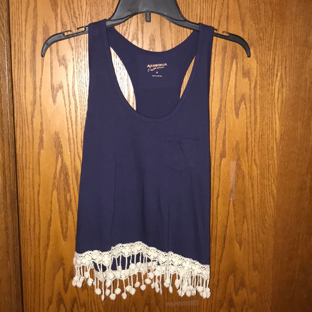 Tank top with detailed croquet on bottom